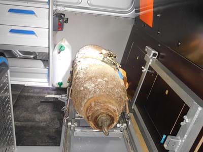 Fliegerbombe nach der Entschärfung Fliegerbombe aus dem 2. Weltkrieg nach der Entschärfung