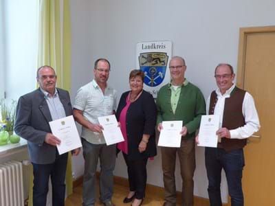 Natuschutzwaechter Gerhard Hofbauer, Michael Saal, Landrätin Andrea Jochner-Weiß, Claus Homeister, Peter Lang