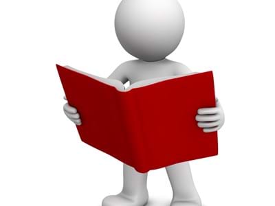 Illustration Männchen stehend mit Buch in der Hand