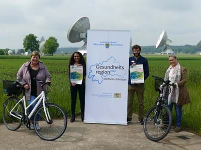 Stadtradeln-Eröffnung Landrätin Andrea Jochner-Weiß, Naomi Watzlawik-Hammer, Benedikt Wiedemann und Veronika Schellhorn